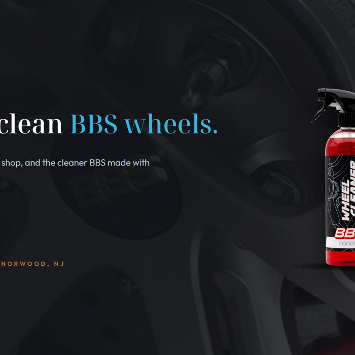 BBS x Nanolex Wheel Cleaner bottle beside the headline How to clean BBS wheels