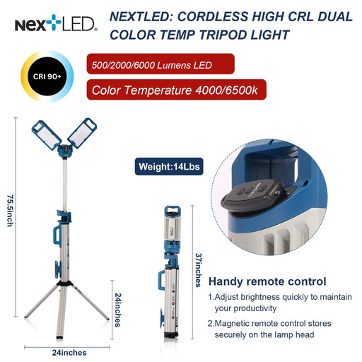 nextLED Cordless Dual Color CRI 90 Tripod LED Shop Light - Detailer's Domain