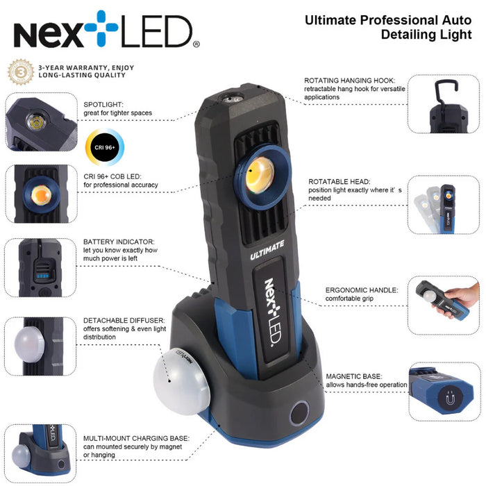 nextLED Ultimate Professional Rechargeable Auto Detailing Light - Detailer's Domain